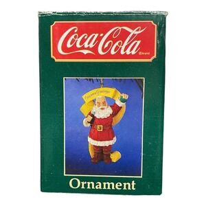 Coca Cola Santa Claus Christmas‎ Ornament Seasons Greetings Dated 1989